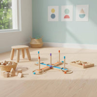 Hoop Stacking Board Occupational Wooden Hoop Insert Board Color Sorting Therapeutic Equipment for Children with Cerebral Palsy