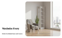 Strong Load-Bearing Slim Narrow Shelf Sturdy Slim Multi-Tier Rack Large Capacity Space-Saving Organizer Easy to Assemble for Apartment Dwellers, Book Lovers, Narrow Areas, Behind the Door, Study Room, Home Office
