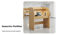 Single Person Privacy Desk Built-in Bookshelf Study Carrel with Hutch Construction scholar's Study Carrel for Adults, Teens, Library, Bedroom