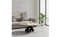 Round Coffee Table Sculptural Stone Coffee Table Geometric Furniture for Apartment Dwellers, Living Room, Small Areas