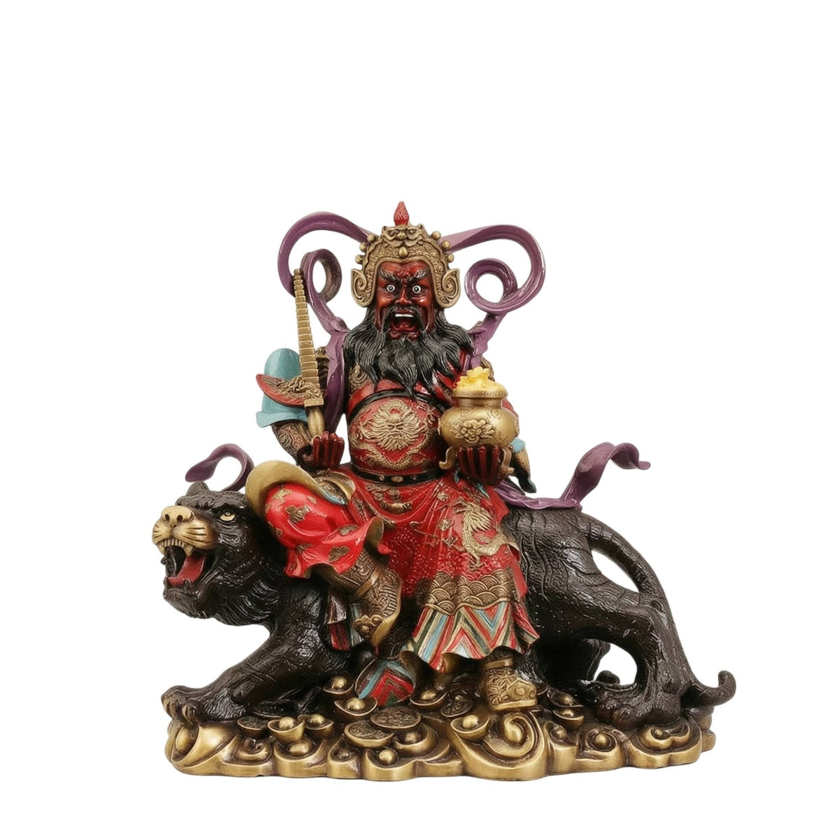 Zhao Gongming Statue Multicolor Zhao Gongming Sculpture Heavy Wealth God Statue for Altar, Office