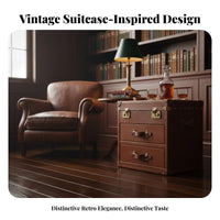 Suitcasetype End Table Vintage Design Bedside Nightstand Distressed Finish