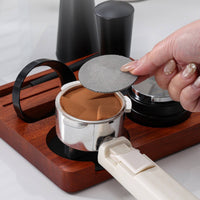 7 Pieces Wooden Espresso Tamping Station Solid Tamping Base with Slots Square Coffee Tool Storage Block Anti-Slip for Home Kitchen
