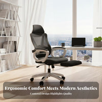 Ergonomic Design Reclining Task Chair with Footrest Adjustable Support Computer Seating Padded Seat Cushion Office Furniture Breathable Mesh Back for Telecommuting Workers, Students, Gamers, Dormitory, Studying, Study Room, Gaming