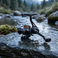 Curved Bail Wire Mini Revolving Reel Portable Black Revolving Reel Lightweight Sporting Goods Universal Compatibility