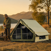 Inflatable Canvas Tents for Camping 1-4 Person Double Layer Four Season Glamping