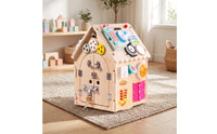 Wooden Busy House Interactive Activity House Educational Busy Board Toy Tactile for Playroom