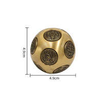 Brass Ball with Engraved Medallions Polished Brass Fidget Sphere Textured for Office