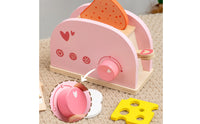 Wooden Pretend Breakfast Appliance Printed Symbols Toy Breakfast Set Smooth Painted Wooden Toy