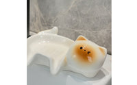 Cute Siamese Cat Soap Dish Adorable Cat Soap Dish Quick-Drying Easy to Clean for Kitchen Sink