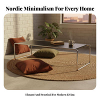 Nordic Aesthetic Cylindrical Frame Coffee Table Minimalist Design Home Furniture Sleek Profile Easy to Assemble for Interior Decorators, Homeowners, Renters, Living Room, Bedroom, Lounge Area, Office