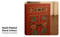 Hand-Painted 2-Drawer Cabinet Vintage Look Nightstand Distressed Finish Fully Assembled for Partners, Adults, Guest Room