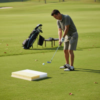 Golf Bunker Practice Mat Two-Surface Sandstroke Practice Mat Yellow and White Portable