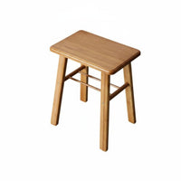 Simple Design Square Slatted Stool space-efficient Size Footrest Space-Saving Indoor Furniture adaptable for Apartment Dwellers, Homeowners, Living Room, Bedroom, Entryway, Bathroom