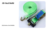 Secure Fastening Ratchet Lashing Strap with J-Hooks High Tensile Strength Ratchet Lashing Strap Wear-Resistant for Trailers, Tow Vehicle