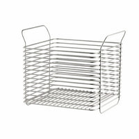 Ventilated Stainless Steel Wire Basket Silver Shiny Finish Handled Basket Raised Handles Household Storage Rectangular