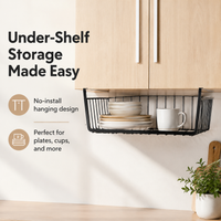 Under Shelf Storage Basket, Metal Wire Organiser, Hanging Storage Basket for Kitchen, Cupboard, Desk, Bedroom, Dormitory, Space Saving