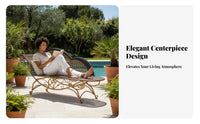 Vintage Design Wicker Chaise Lounge Hand-Woven Design Patio Daybed Weather-Resistant Outdoor Furniture Sturdy Frame for Hotel Owners, Sunbathers, Homeowners, Poolside, Balcony, Sunroom, Backyard