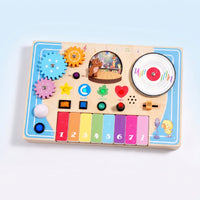 Wooden Busy Board Featuring a Piano Interactive DJ Busy Board Educational for Kids, Travel