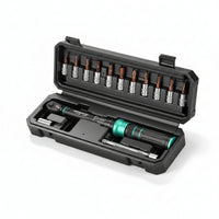 Hard Storage Case Mini Cycle Tightening Force Wrench 2.5-30 Nm 1/4 Inch Drive Tightening Force Wrench Set Knurled Grip Cycle Repair Kit Driver Bits