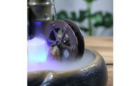 Compact Design Ceramic Water Wheel Fountain Handmade Craftsmanship Feng Shui Wealth Fountain Feng Shui Water Feature for Office, Entryway