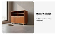 Minimalist Buffet Cabinet on Wheels Multi-Functional Movable Sideboard Cabinet Sturdy & Stable Mobile Buffet Sideboard for Apartment Dwellers, Office