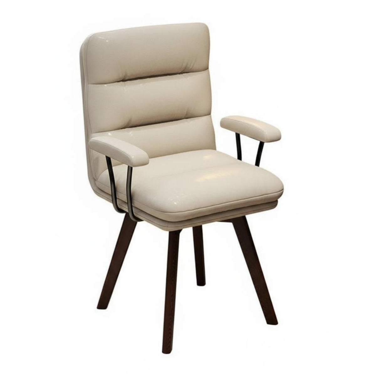 Padded Backrest Upholstered Retro Task Chair Ergonomic Design Swivel Armchair Easy to Assemble Household Furniture Space-Saving for Home Office Workers, Students, Adults, Study Room, Bedroom, Vanity