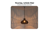 Paper Rope Ceiling Lamp Handwoven Woven Hanging Lampshade Woven Hanging Lamp DIY Rattan Design Lamp Fixture Natural Material