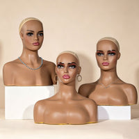 Black Mannequin Head for Wig Display, European and American Skin Tone, PVC