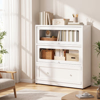 Cabinet with Flip-up Doors Minimalist Metal Storage Cabinet Sturdy Metal Storage Organizer for Living Room, Study