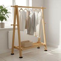 Solid Wood Wooden Garment Rack with Shelf Large Capacity Freestanding Clothes Rack Multi-Functional Clothing Organizer for Entryway