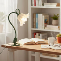 Green Flower Desk Lamp Decorative Indoor Lighting Flexible Gooseneck for Bedside