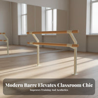 Heavy Duty Floor Mounted Double Ballet Barre Sturdy Double Ballet Barre Manganese Steel Core Fixed Leg Stretch Bar for Dancers, Professionals, Kids, Home Gym