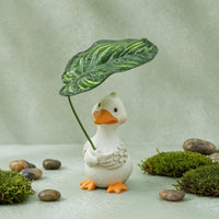 Leaf Topper Duck Garden Ornament Green Stem Resin Duck Ornament Textured Feathers Outdoor Decor Orange Beak for Courtyard, Potted Plants