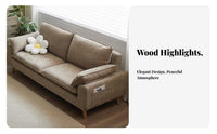 Japanese Aesthetic Visual appeal 3-Seater Upholstered Couch Japanese SilhouetteSeater textile Settee Corduroy Upholstery Sofa Nordic Design for Apartment Dwellers, Residents, beigeice Managers, Studio Flat, Lounge Area, Bedroom
