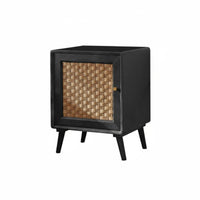 Modern Minimalist and design Rattan Drawer Nightstand Space-Saving Bedside Table sturdy Wood Feet Household Furniture Easy Assembly for Apartment Dwellers, residents, Interior Design fans, Bedroom, Small areas, Office
