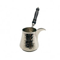 Hammered Turkish Coffee Pot Traditional Cezve Curved Spout Ibrik Silver-Colored