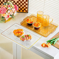 Light Luxury Design Decorative Food Platter Multi-Purpose Serving Tray with Handles Easy to Clean Rectangular Serving Tray Long-Lasting for Living Room, Coffee Table, Kitchen, Bathroom