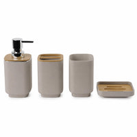 4 Pieces Bathroom Countertop Tray Set Drainage Cutouts 4 Piece Bathroom Accessory Set Bamboo Accent Home Organization Toiletry Organizer Minimalist Design for Washroom
