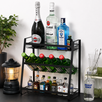 Metal Wine Rack, Bottle Rack, Wine Holder, Tabletop Wine Rack, Space-Saving, Dark Color