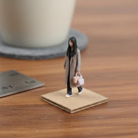 3D Printed 1/64 Scale Woman Figure Pre-Painted Walking Woman Miniature Realistic Intricacy Female Miniature Scene Figure for Hobbyists, Dioramas