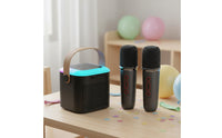 Subwoofer Bass Portable Karaoke Machine Rechargeable Bluetooth Speaker Audio Input Device Set Long Battery Life Mini Karaoke Machine with 2 Wireless Microphones High-Fidelity Sound Quality for Family