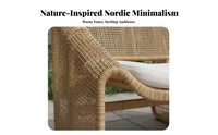 Weather Resistant Woven Armchair Waterproof Woven Low-Slung Seat Modern Design Outdoor Furniture Cushioned Comfort for Guesthouse Operators, Homeowners, Readers, Balcony, Garden, Courtyard, Poolside