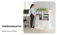 Large Capacity Office Partition Cabinet Stable Structure Low Storage Cabinet with Planter Box Thickened Board Cubicle Divider Bookshelf Soft-Close Hinges for Business Owners, Administrators, Workstation Area, Conference Room
