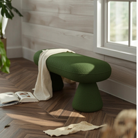 Soft Texture Boucle Textile Footrest Multi-Functional Capsule-Shaped Bench Versatile Long Ottoman Modern Design for Business Owners, Interior Decorators, Entryway, Clothing Boutique, Bedroom, Living Room