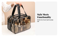 Water-Dry Partition Separation Bag Waterproof Transparent Cosmetic Bag Large Capacity Transparent PVC Travel Pouch for Trip Ers, Women, Gym