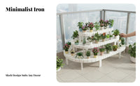Multi-Tier Plant Shelf Space-Saving Multi-Level Quarter-Circle Rack Curved Shape