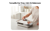 Visible Glass Window Rectangular Pan Lid Easy to Clean Stainless Steel Tray Cover Rust-Resistant for Caterers, Buffets, Cafeterias, Banquets