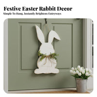 Easter Bunny Door Hanger Vintage Influenced Farmhouse Easter Decoration Artificial Greenery Rustic Bunny Wall Decor for Homeowners, Families, Entryway