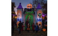 Outdoor Inflatable Archway with Curtain Lighted Inflatable Castle Archway Spooky Arch Giant for Yard, Garden, Party